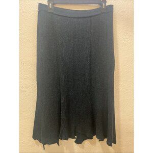 Peruvian Connection Skirt M Teal Black Fit Flare Baby Alpaca wool Asymmetrical.